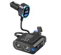 Qidoe Prise Allume-Cigare de Voiture 200W, Adaptateur Chargeur 4 Ports USB (65W PD + 30W PD + 2 QC3.0) + Double Prise 12V/24V, Voltmètre LED pour MacBook iPhone Samsung Huawei GPS