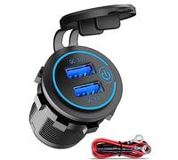 Qidoe QC 3.0 Prise USB de Voiture avec Interrupteur, 12V/24V Adaptateur 36W Quick Charge 3.0 Pirse USB Chargeur Remplacement Allume Cigare Étanche pour Moto, Bateau, Camion, Caravane