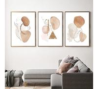 qidongyituo Art mural abstrait Terracotta Blush Beige Aquarelle Illustration Affiches modernes Impressions Minimaliste Nordic Canvas Peinture Décor (20x30cm / 7.8 « x11.8 ») x3 Sans cadre