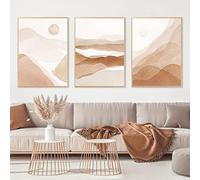 qidongyituo Paysages nordiques Montagnes Toile Affiche Imprimer Terracotta Blush Aquarelle Peinture Art Mural Images Pour Salon Décoration intérieure (70x100cm / 27.5 « x39.4 ») x3 Sans cadre