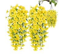 Qidures 2pcs PlanteArtificielle Exterieur Pétunias Suspendus, FleurArtificielle Suspendue, PlanteSuspendue Simulation, FleurArtificielle Tombante, Fleurs-Artificielles Résistantes Aux UV