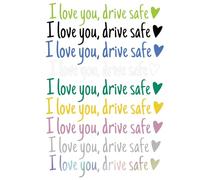 Qidures 9Pcs Autocollant De Rétroviseur I Love You Drive Safe - Autocollant Conduire en Toute Sécurité, AutocollantDe Vue Arrière I Love You Drive Safe pour Rétroviseur Et Fenêtre, Étanche