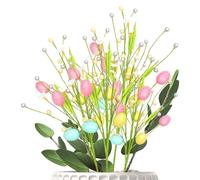 Qidures Branches à Oeufs de Pâques,Décoration de Tiges de Branches Fleuries,Oeufs Multicolores et Baies | pour Maison Fête Intérieur Extérieur Vase Panier Bouquet Centre de Table