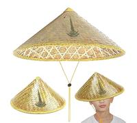 Qidures Chinois De Bambou De Riz Chinois - Soleil Vietnamien Asiatique avec Corde Ajustée, Chapeaux De Paille, ChinoisHatte Oriental, Chapeau en Bambou pour Femmes Hommes