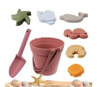Qidures Jouets de Plage en Silicone,Seau, Pelle et moules Animaux - Ensemble de Sable pour - Piscine Jardin bac à Sable extérieur Voyage Vacances Enfant