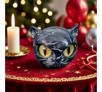 Qidures Luxury Black Cat Stone Sculpture, Sculpture Noire La Tête Chat Les Yeux Brillants, Cristaux Sculptés À La Main Et Pierres De Guérisons Sculptées, Éculptures Chaton Créatif Mignons