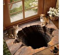 Qidures Tapis À Illusion D'optique 3D - Tapis Trompe l'oeil 3D Trou, TapisTrompe l'oeil 3DRectangulaire, Antidérapant Piège Visuel Trou 3DTapi De Porte pour Salle Bain Chambre