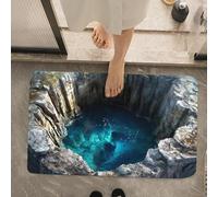Qidures Tapis À Illusion D'optique 3D, Tapis Trompe l'oeil 3D Trou TapisTrompe l'oeil 3DRectangulaire Antidérapant Piège Visuel Trou 3DTapi De Porte pour Salle Bain Chambre