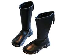 QIeAny Bottes D'équitation Pour Filles (26-36), Respirantes/Sans Frottement Des Pieds, Fermeture Éclair Au Dos/Hauteur Du Genou, Semelle Antidérapante/En Caoutchouc, Pour L'automne,29,Black