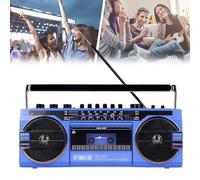 QIeAny Lecteur CD Boombox rétro Classique des années 80, Radio Cassette Portable AM/FM, Son stéréo | Enregistrement et Lecture | Prise USB/SD | Prise Casque, idéal pour Les Voyages en Famille,Blue