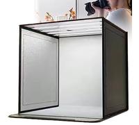 QIeAny Studio Photo Professionnel 80 CM, Petite Boîte Lumineuse Photo, Pliable + 3 Températures De Couleur + Gradation Infinie + 3 Ouvertures Latérales + 5 Plaques De Couleur De Fond,Black