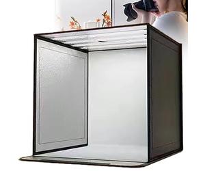 QIeAny Studio Photo Professionnel 80 CM, Petite Boîte Lumineuse Photo, Pliable + 3 Températures De Couleur + Gradation Infinie + 3 Ouvertures Latérales + 5 Plaques De Couleur De Fond,Black