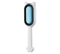 Qiebenav Outil de toilettage pour animaux de compagnie sans lavage. Peigne de haute qualité. Brosse autonettoyante 2 en 1 pour chat avec tête arrondie des deux côtés. Extracteur de poils morts Bleu