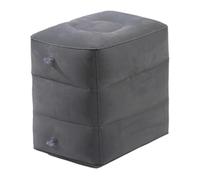 Qiebenav Repose-jambes portable pour voyage en avion, repose-pieds gonflable, hauteur réglable, résistant à l'usure, super doux, extension de chaise d'avion portable gris foncé