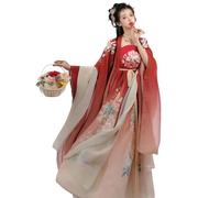 QIeCny Hanfu pour Femme (152-175 Cm), Robe Traditionnelle Chinoise (Moins De 70 Kg), Motifs Et Broderies Raffinés, Facile À Porter Et À Entretenir,L,Red