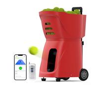 QIeCny Lanceur De Balles De Tennis Portable, Machine De Service Réglable, Capacité De Plus De 100 Balles, Double Commande: Télécommande Et Téléphone, Vitesse/fréquence De Service Réglables,Red