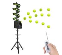 QIeCny Lanceur De Balles De Tennis (télécommande), Capacité : 33 Balles, Hauteur Réglable : 60-105 cm, Autonomie : 3-5 Heures, Fréquence De Lancer/secouer Les Balles Réglable,Black