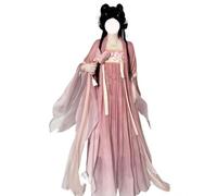 QIeCny Robe Hanfu Chinoise pour Femme (Tailles S À XL), Robes Hanfu Anciennes (en Mousseline), Imprimé Et Teinture Dégradés, Costume De Cosplay,XL,Pink