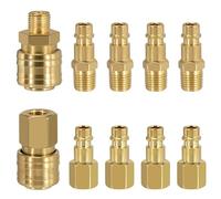 QIEMI-SHOP Raccord de Compresseur 1/4"BSP Raccords Rapide Air Comprimé Embout Compresseur Air Européen pour Compresseur à Air Tuyau Pneumatique Homme Femme 10 Pièces