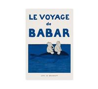 QIENAZIO Babar - Impression sur toile avec logo baleine nautique, océan, bleu, 30 x 45 cm