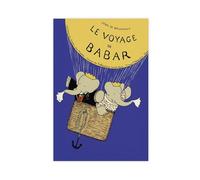 QIENAZIO Impression sur toile Babar - Montgolfière bleue - Décoration murale moderne pour salon, chambre à coucher - 60 x 90 cm