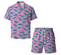 QiErDesign Chemises hawaïennes décontractées à boutons manches courtes pour homme - Ensemble chemises et shorts imprimés - Costumes de plage Hawaï, Large