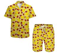 QiErDesign Chemises hawaïennes décontractées à manches courtes pour homme - Ensemble de chemises imprimées - Costumes de plage hawaïens, Lunettes de soleil en caoutchouc Duck Star, Medium