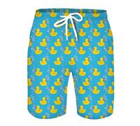 QiErDesign Short de bain pour homme à séchage rapide imprimé 3D avec poches, doublure en maille fraîche, Canards jaunes, Taille XL