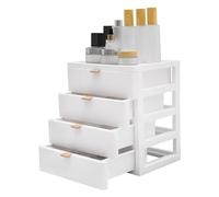 QIERF Organiseur de bureau à 4 tiroirs - Blanc - En polypropylène - 26 x 20,2 x 29 cm - Capacité de charge de 5 kg - Empilable - Espace de rangement supérieur - Pour bureau, cosmétiques, école