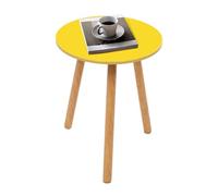 QIERF Table d'appoint ronde, petite table 40 x 52 cm, capacité de charge 20 kg, bois de pin, pieds antidérapants pour salon, chambre à coucher, table de canapé, pour collations, plantes en pot (jaune)