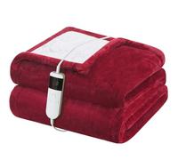 Qieryun Couverture chauffante avec arrêt automatique, 150 x 180 cm, 10 niveaux de chauffage et ceinture d'arrêt automatique 8 h, protection contre la surchauffe, housse en flanelle lavable en machine