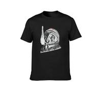 QIESHEOK Гагарин Космонавт Russia Gagarin USSR Russia Astronaut 1Th Spaceman Unisex Cotton T-Shirts Black M