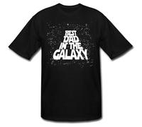 QIESHEOK Best Dad in Galaxy Top Unisex 100% Cotton Short-Sleeve T-Shirts Black S
