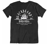 QIESHEOK Black Beard'S Bar and Grill T-Shirt, Our Flag Means Death Shirt Hl1536 Unisex 100% Cotton Short-Sleeve T-Shirts Black XL