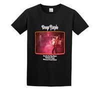 QIESHEOK Deep Purple Smoke on The Water Child in Time Woman from Tokyo Unisex 100% Cotton Short-Sleeve T-Shirts Black XXXL