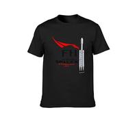 QIESHEOK Falcon Heavy Rocket Launch Space Elon Musk Unisex 100% Cotton Short-Sleeve T-Shirts Black S