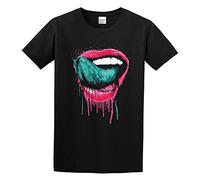 QIESHEOK Falling in Reverse Les Lèvres Hommes Unisex 100% Cotton Short-Sleeve T-Shirts Black M