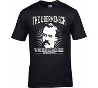 QIESHEOK Friedrich Nietzsche Herren Philosophie Der Ubermensch Was Doesn't Kill Unisex O-Neck 100% Cotton Short-Sleeve T-Shirts Black L