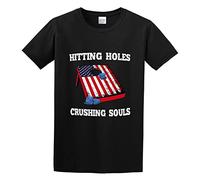 QIESHEOK Funny Corn Hole Hitting Holes Crushing Souls USA Flag Unisex 100% Cotton Short-Sleeve T-Shirts Black L
