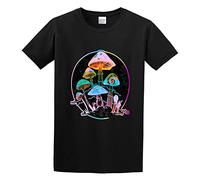 QIESHEOK Garden of Shrooms 2020 Unisex 100% Cotton Short-Sleeve T-Shirts Black L