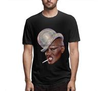 QIESHEOK Grace Jones Nightclubbing Summer Unisex 100% Cotton Short-Sleeve T-Shirts Black L