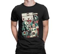 QIESHEOK House of 1000 Corpses Horror Movie Captain Suprding Halloween T-Shirt Herren 100% Baumwolle Rundhals T-Shirt Kleidung 4XL 5XL Unisex 100% Cotton Short-Sleeve T-Shirts Black XL
