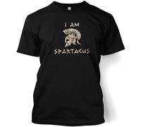 QIESHEOK I Am Spartacus Unisex 100% Cotton Short-Sleeve T-Shirts Black XXL