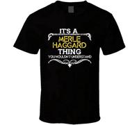 QIESHEOK Its A Merle Haggard Thing Funny Country Artist Music Unisex 100% Cotton Short-Sleeve T-Shirts Black L