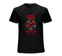 QIESHEOK Limited Black Death European Tour Product Funny History Unisex 100% Cotton Short-Sleeve T-Shirts Black S