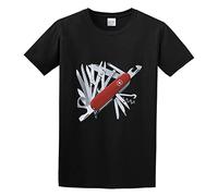 QIESHEOK Macgyver It Swiss Army Knife Unisex 100% Cotton Short-Sleeve T-Shirts Black S