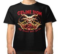 QIESHEOK My Heart Will Go on Celline Dion Unisex O-Neck 100% Cotton Short-Sleeve T-Shirts Black M