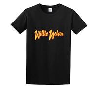 QIESHEOK Nelson Willie Logo Unisex 100% Cotton Short-Sleeve T-Shirts Black M