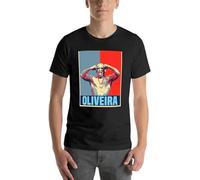 QIESHEOK New Charles Oliveira T-Shirt Short Sleeve Summer Top Plain T-Shirt Mens Graphic T-Shirts Unisex 100% Cotton Short-Sleeve T-Shirts Black XXL