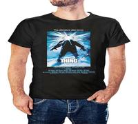 QIESHEOK Retro John Carpenter's The Thing Inspired Direct to Garment Unisex 100% Cotton Short-Sleeve T-Shirts Black XXL